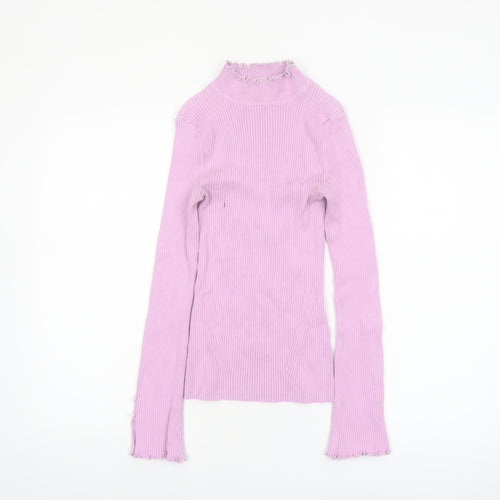 River Island Women’s Pink Mock Neck Slim Fit Jumper Size 10