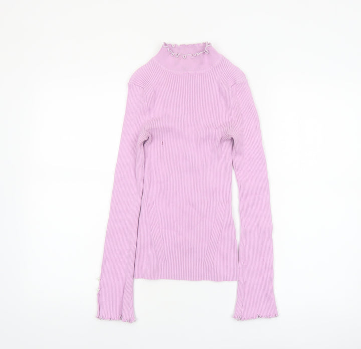 River Island Women’s Pink Mock Neck Slim Fit Jumper Size 10