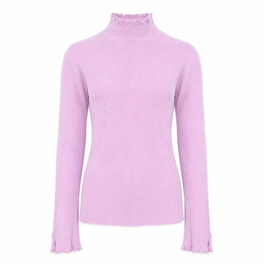 Front view of River Island Women’s Pink Mock Neck Slim Fit Jumper, size UK 10