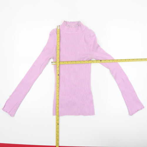 River Island Women’s Pink Mock Neck Slim Fit Jumper Size 10