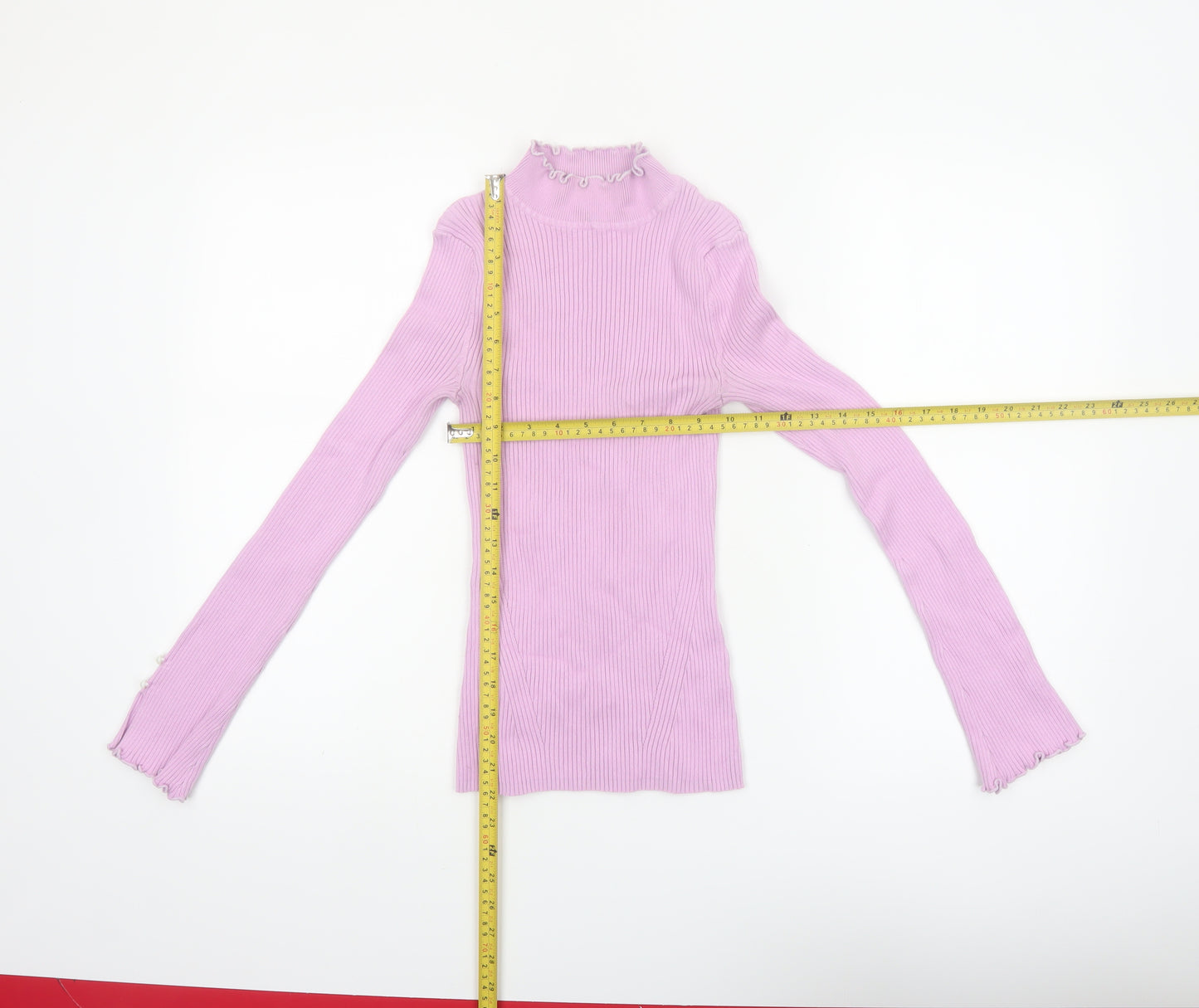 River Island Women’s Pink Mock Neck Slim Fit Jumper Size 10