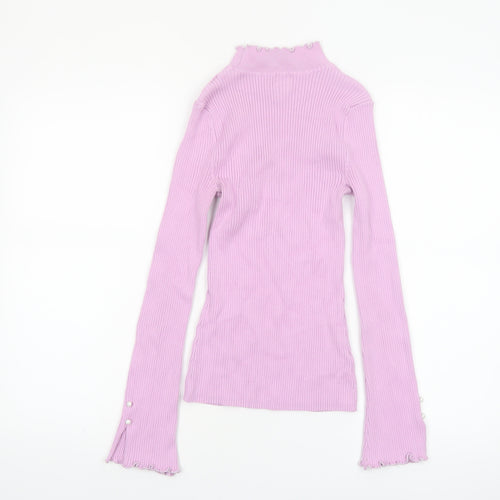 River Island Women’s Pink Mock Neck Slim Fit Jumper Size 10