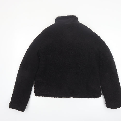 H&M Women’s Black Fleece Button Up Short Jacket XS