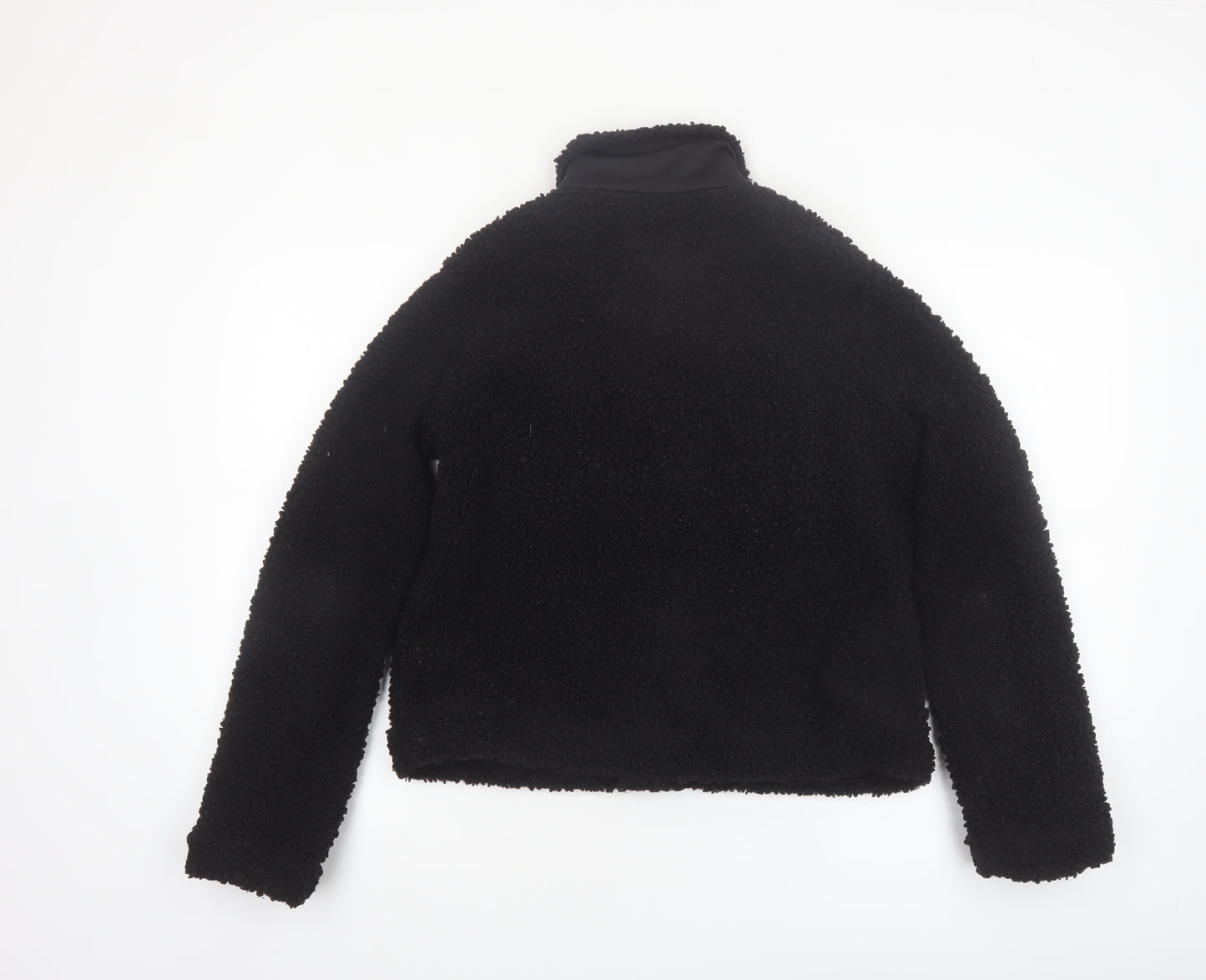 H&M Women’s Black Fleece Button Up Short Jacket XS