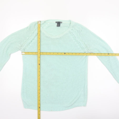 H&M Women’s Green Acrylic Knit Scoop Neck Pullover Jumper Size 8