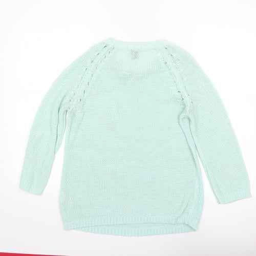 H&M Women’s Green Acrylic Knit Scoop Neck Pullover Jumper Size 8
