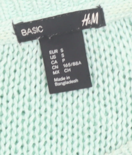 H&M Women’s Green Acrylic Knit Scoop Neck Pullover Jumper Size 8
