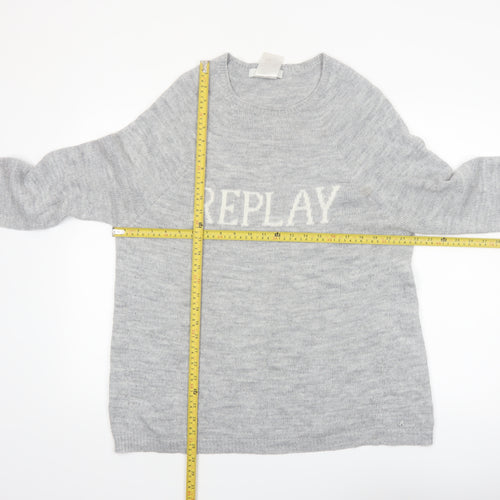 Replay Women Grey Knit Crew Neck Pullover Jumper Size L