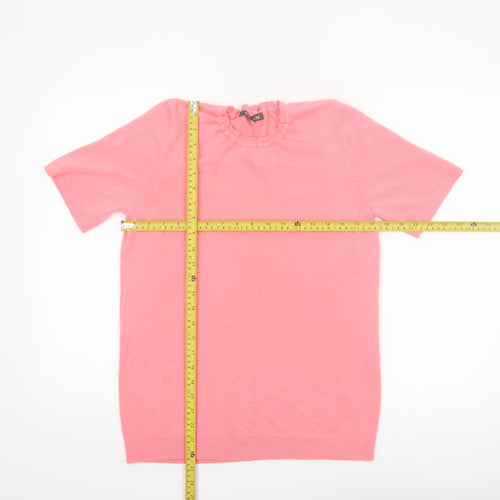 Bonmarché Women's Pink Short Sleeve Acrylic Mock Neck Jumper Size 12