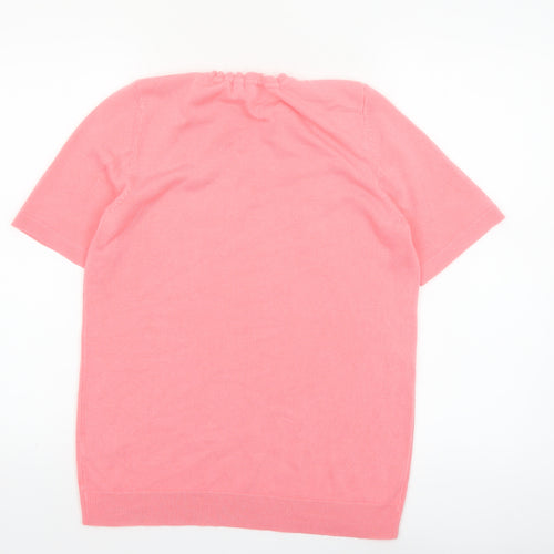 Bonmarché Women's Pink Short Sleeve Acrylic Mock Neck Jumper Size 12