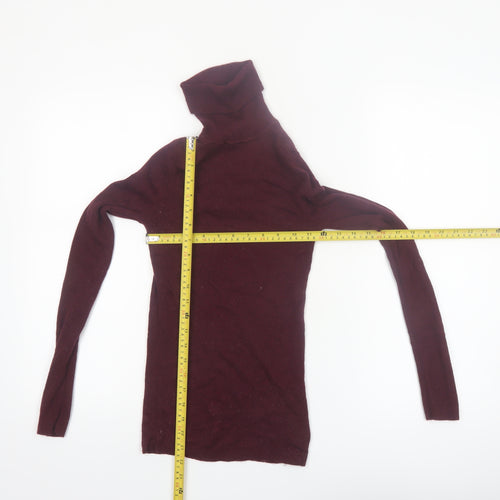 UNIQLO Women's Red Wool Roll Neck Jumper XS Slim Fit