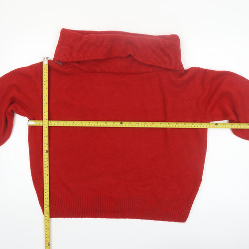H&M Women Red Roll Neck Jumper Wool Blend Size 12 Winter Knitwear