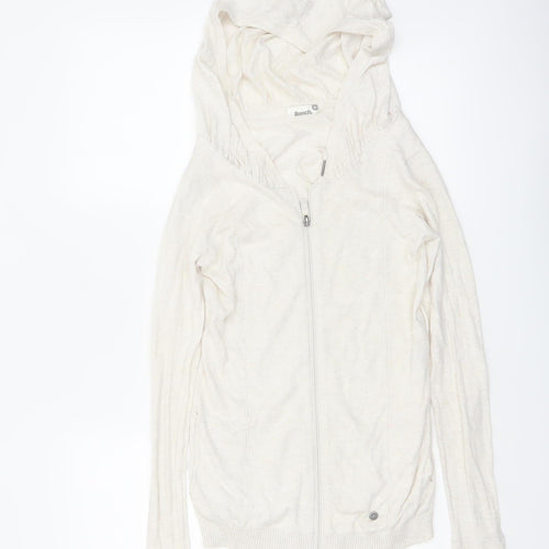 Bench Women Ivory Full Zip Hooded Cotton Jumper XS