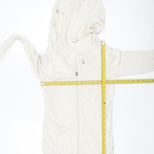Bench Women Ivory Full Zip Hooded Cotton Jumper XS