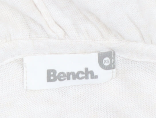 Bench Women Ivory Full Zip Hooded Cotton Jumper XS