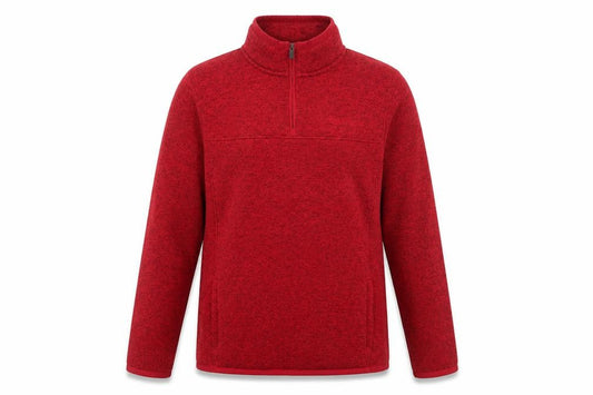 Front view of Weird Fish Women’s Red 1/4 Zip Fleece Sweatshirt, size UK 12