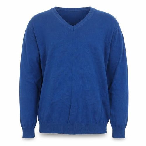 John Lewis Men's Blue V-Neck Cotton Cashmere Jumper Size L