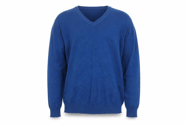 John Lewis Men's Blue V-Neck Cotton Cashmere Jumper Size L
