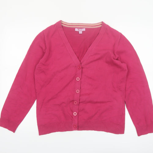 Monsoon Women's Pink Cardigan UK 16 Cotton Blend V-Neck Button Jumper