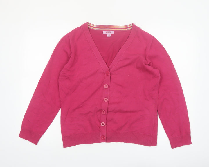 Monsoon Women's Pink Cardigan UK 16 Cotton Blend V-Neck Button Jumper
