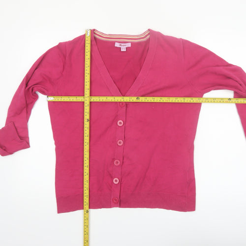 Monsoon Women's Pink Cardigan UK 16 Cotton Blend V-Neck Button Jumper