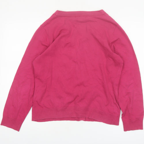 Monsoon Women's Pink Cardigan UK 16 Cotton Blend V-Neck Button Jumper