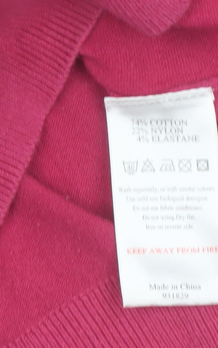 Monsoon Women's Pink Cardigan UK 16 Cotton Blend V-Neck Button Jumper