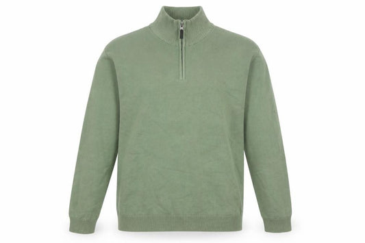Front view of Next Men’s Green Cotton Half Zip High Neck Jumper, size L