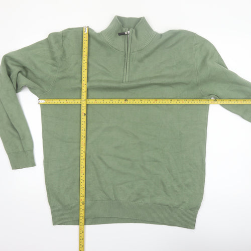 Next Men’s Green Cotton Half Zip High Neck Jumper Size L