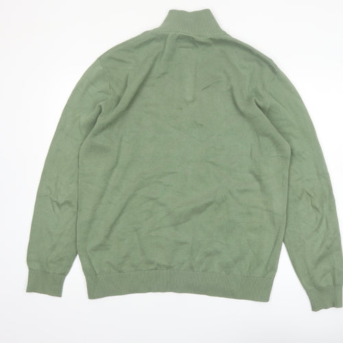 Next Men’s Green Cotton Half Zip High Neck Jumper Size L