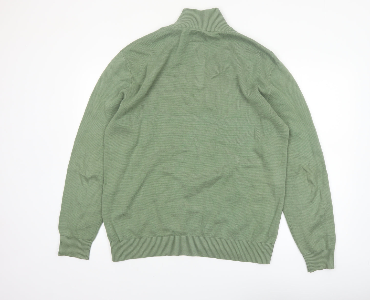 Next Men’s Green Cotton Half Zip High Neck Jumper Size L