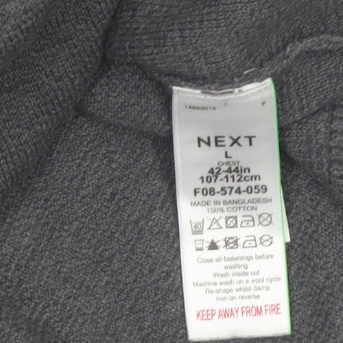 Next Men's Grey Cotton 1/2 Zip High Neck Jumper Size L