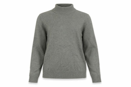 Front view of VILA Women Grey Mock Neck Knit jumper M