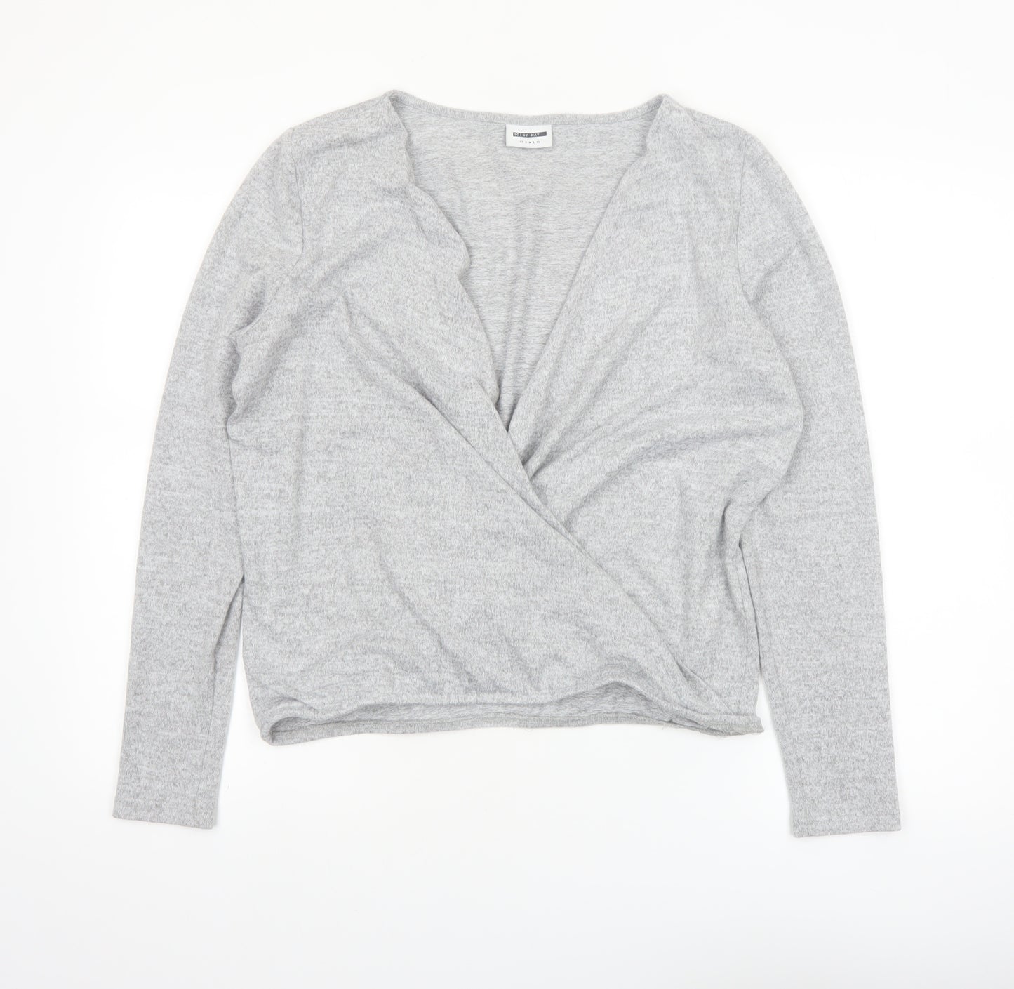 Noisy May Women's Grey Wrap Jersey Blouse Top Size M