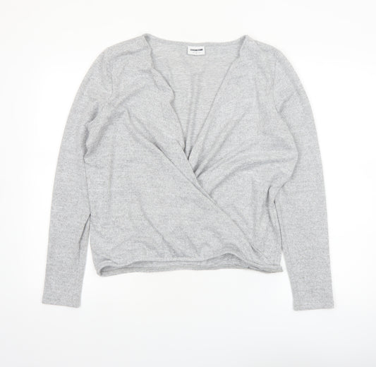 Noisy May Women's Grey Wrap Jersey Blouse Top Size M
