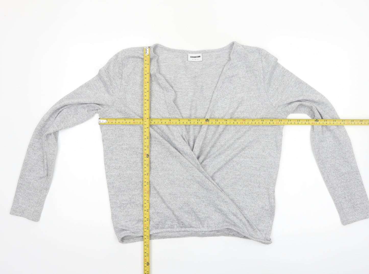 Noisy May Women's Grey Wrap Jersey Blouse Top Size M