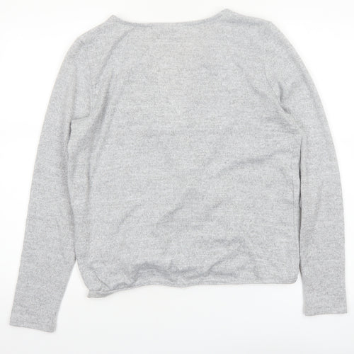 Noisy May Women's Grey Wrap Jersey Blouse Top Size M