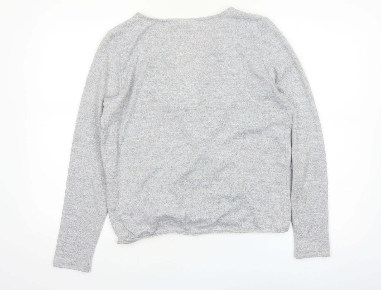 Noisy May Women's Grey Wrap Jersey Blouse Top Size M