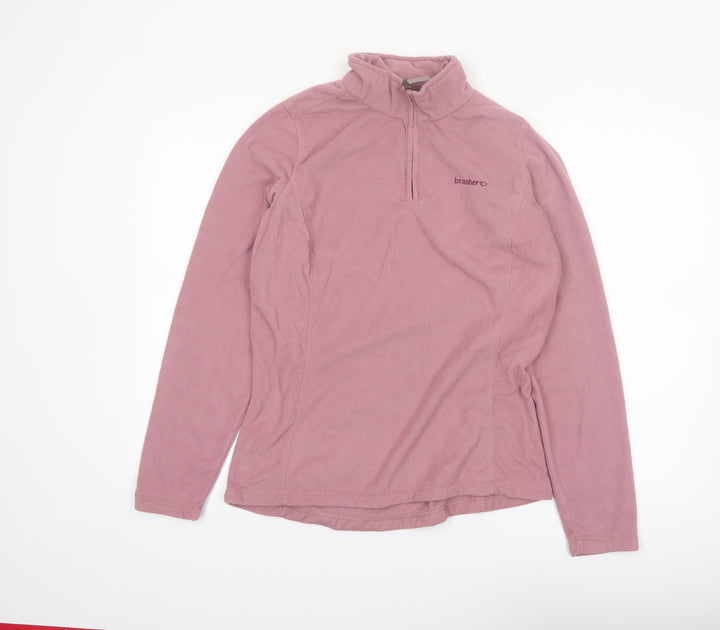 Brasher Women's Pink 1/2 Zip Fleece Pullover Sweatshirt UK 14