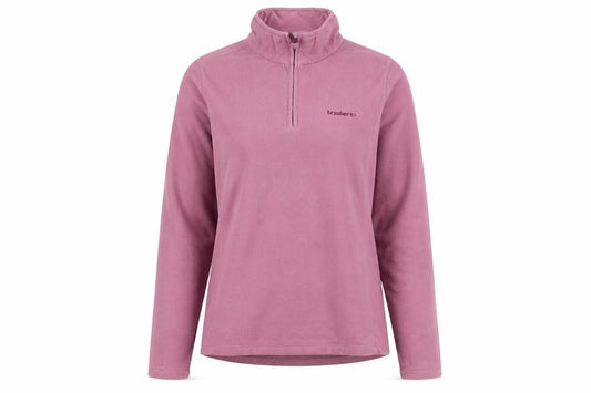 Front view of Brasher Women's Pink 1/2 Zip Fleece Pullover Sweatshirt UK 14