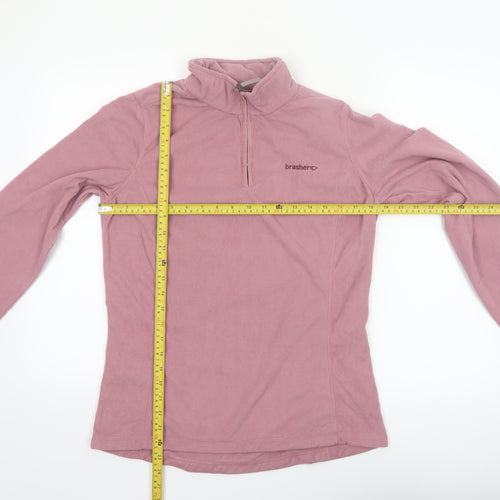 Brasher Women's Pink 1/2 Zip Fleece Pullover Sweatshirt UK 14