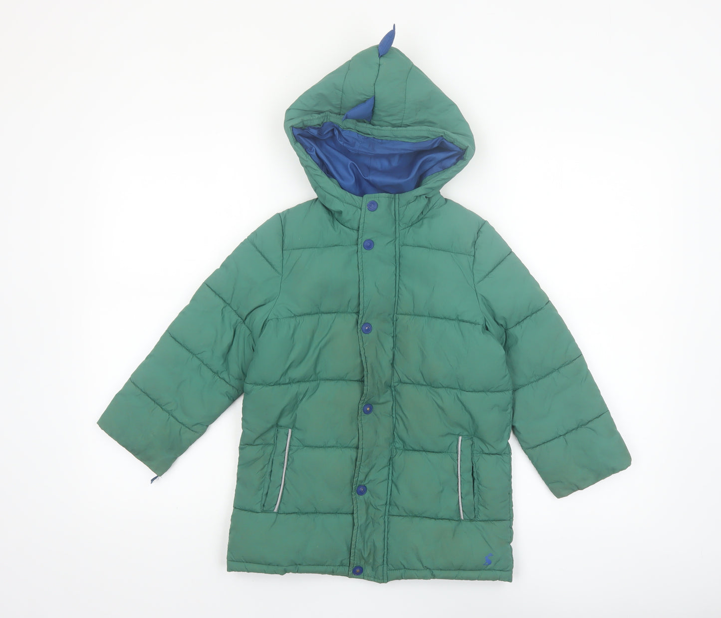 Joules Boys Green Dinosaur Hooded Puffer Coat 5 Years Winter Jacket