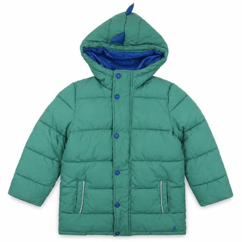 Joules Boys Green Dinosaur Hooded Puffer Coat 5 Years Winter Jacket