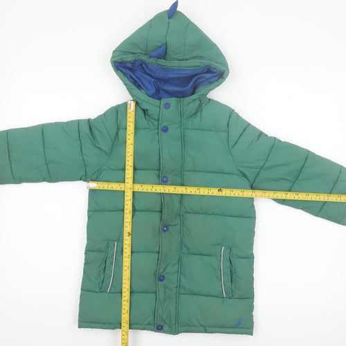 Joules Boys Green Dinosaur Hooded Puffer Coat 5 Years Winter Jacket