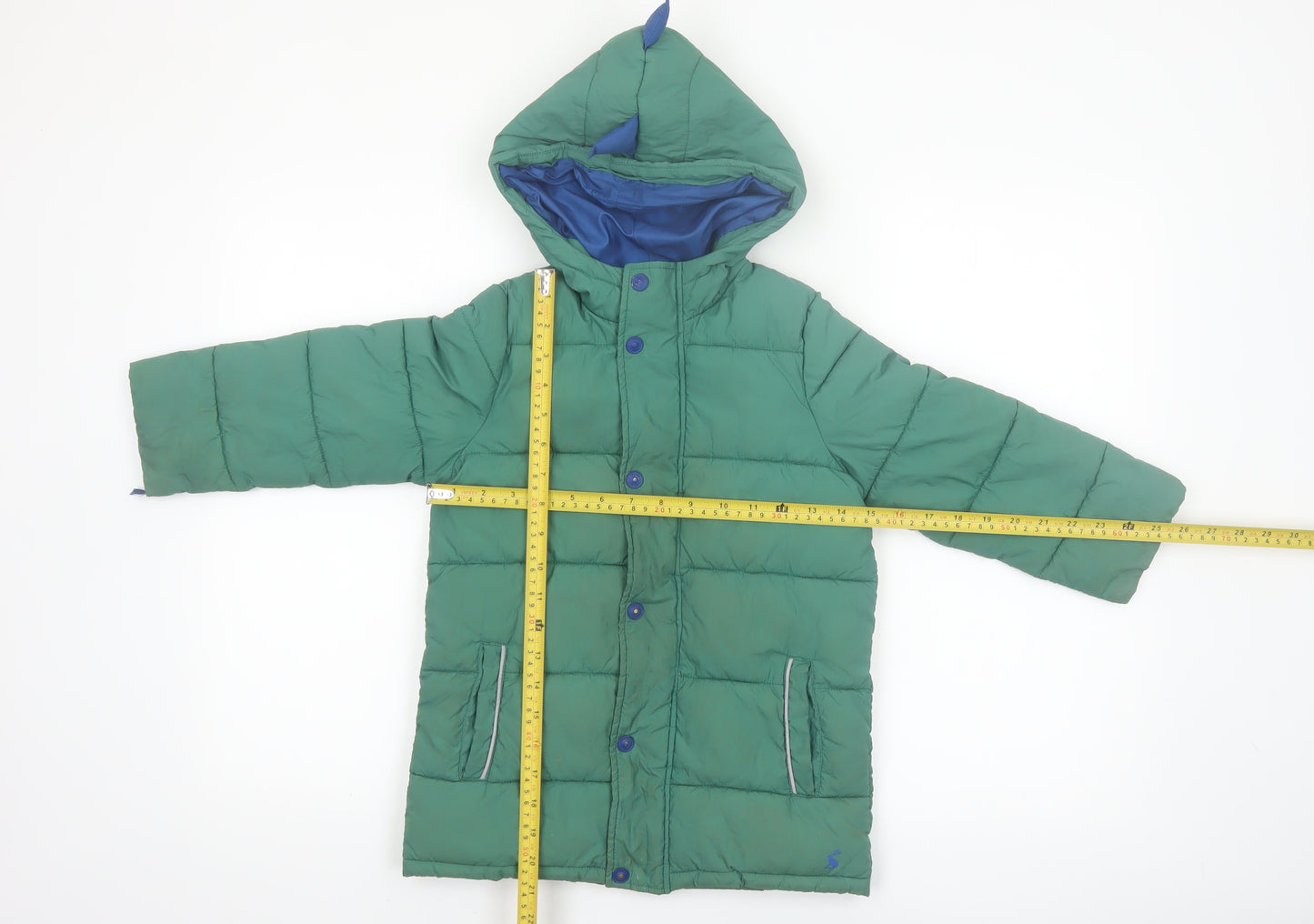 Joules Boys Green Dinosaur Hooded Puffer Coat 5 Years Winter Jacket