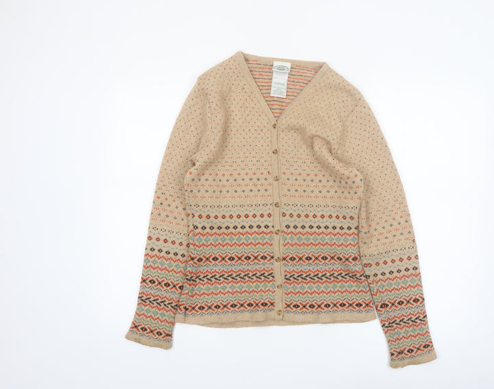 Laura Ashley Women's Beige Fair Isle Wool Blend Cardigan Size M