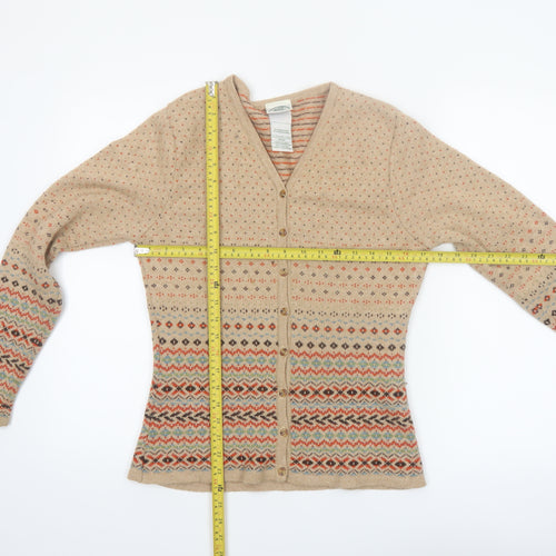 Laura Ashley Women's Beige Fair Isle Wool Blend Cardigan Size M