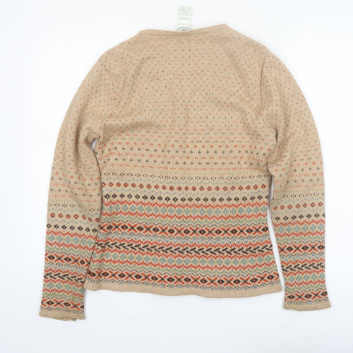 Laura Ashley Women's Beige Fair Isle Wool Blend Cardigan Size M