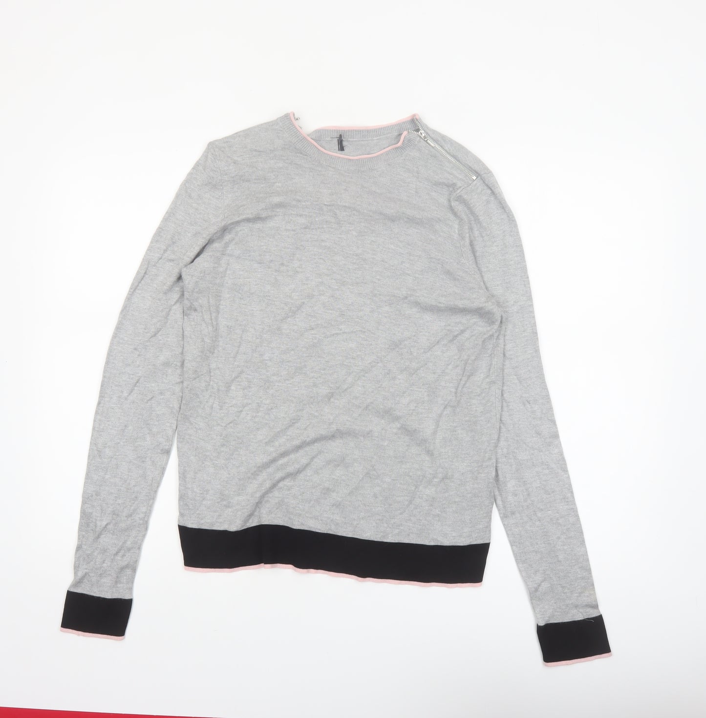 Debenhams Womens Grey Regular Fit Crew Neck Pullover Jumper Size 16