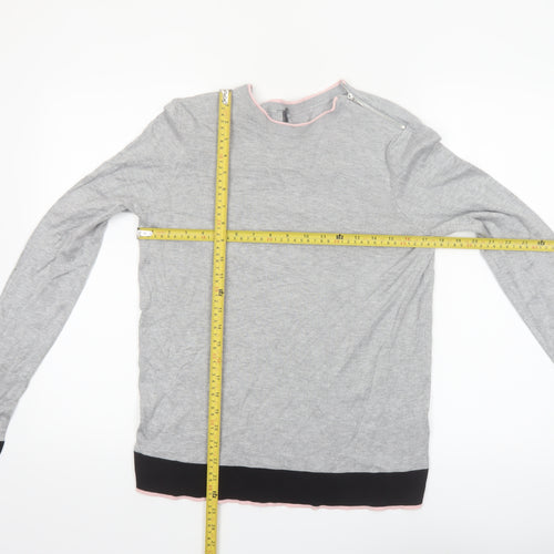 Debenhams Womens Grey Regular Fit Crew Neck Pullover Jumper Size 16